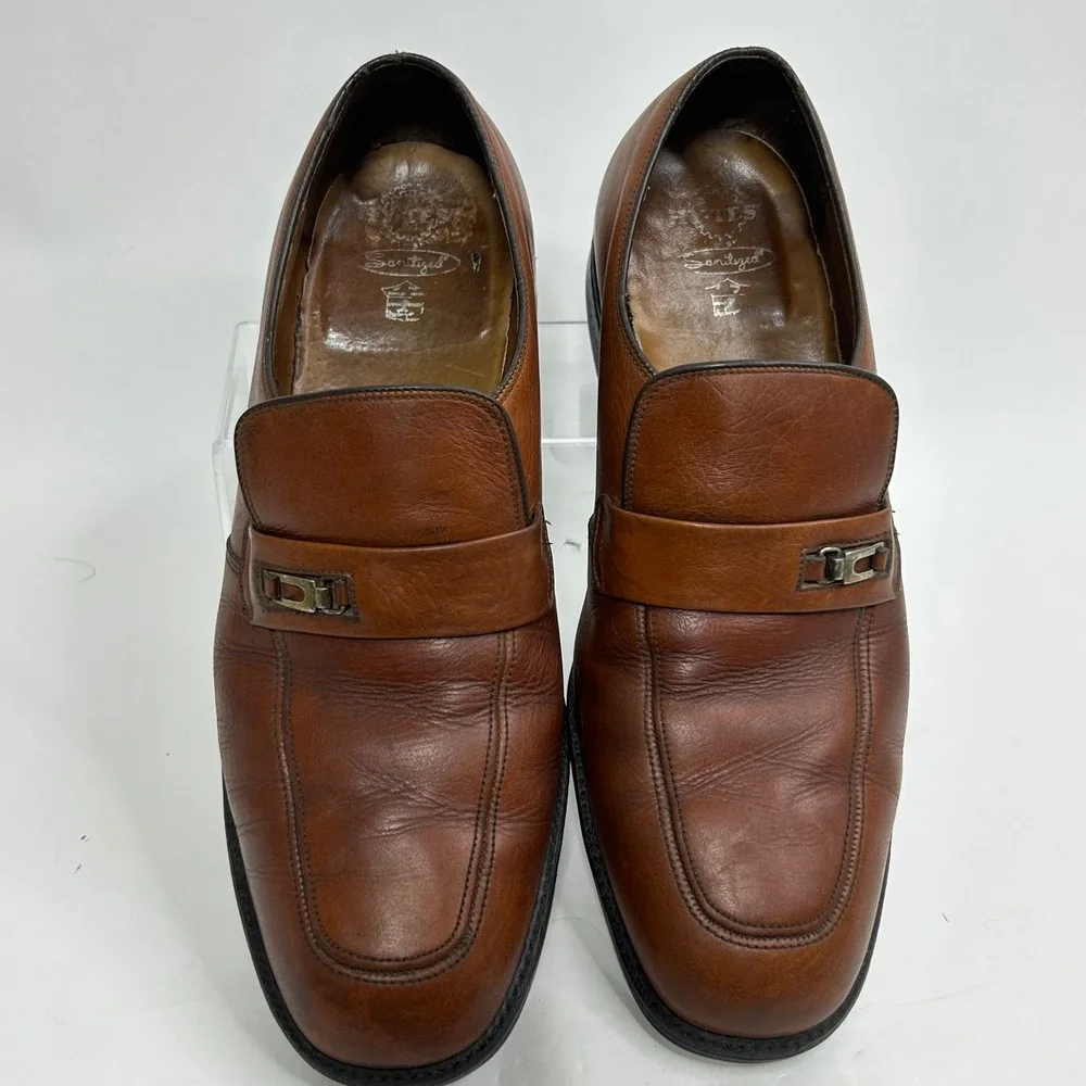 Hy-Test Mens Brown Leather Safety Toe Loafers‎ Buckle Moc Toe Shoes 1663 36 10 B